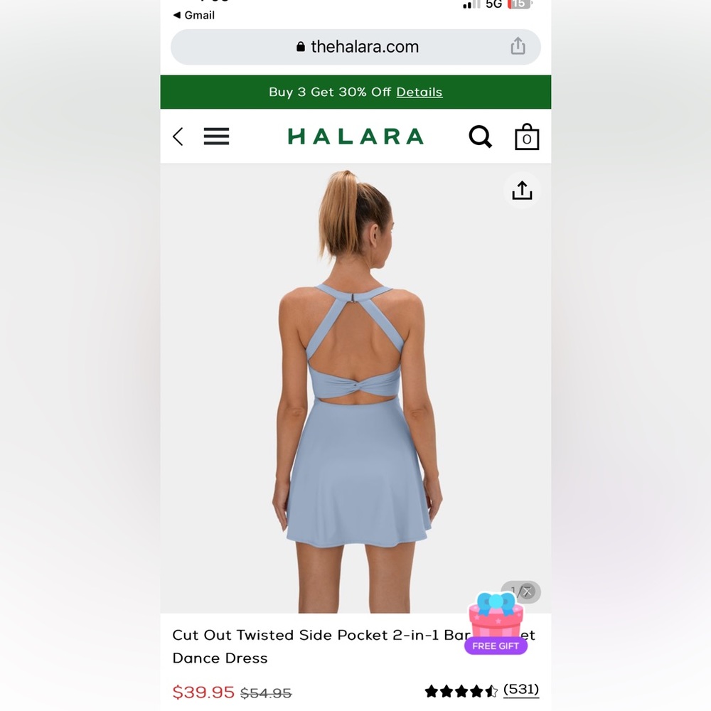 Halara Cut Out Twist Dress Blue